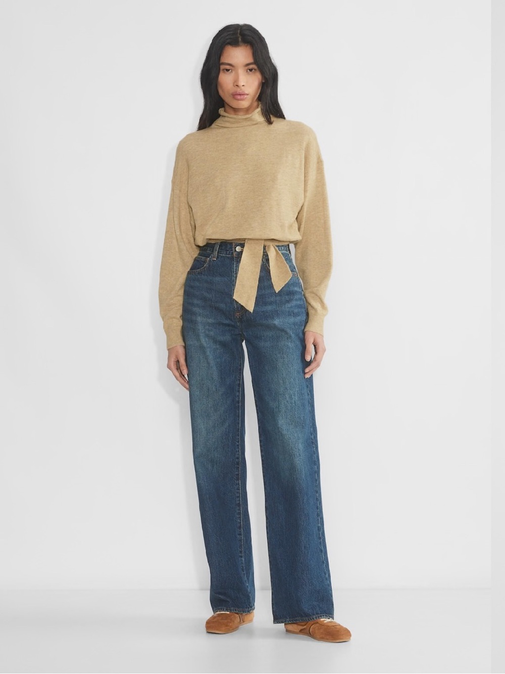 Aritzia Wilfred Lauren Tie Up Sweater Cashmere Wool Knit Blend